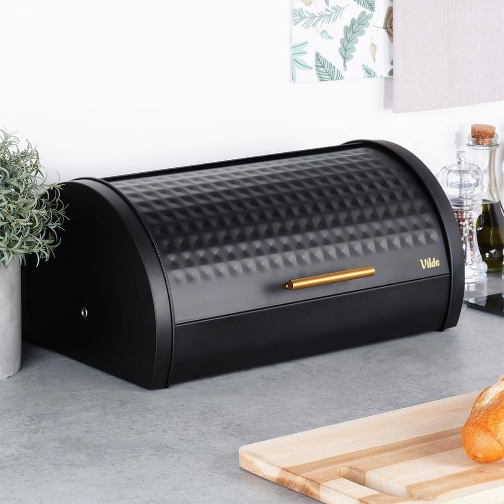 Vilde Panera de metal negro 38 x 28,5 x 18 cm
