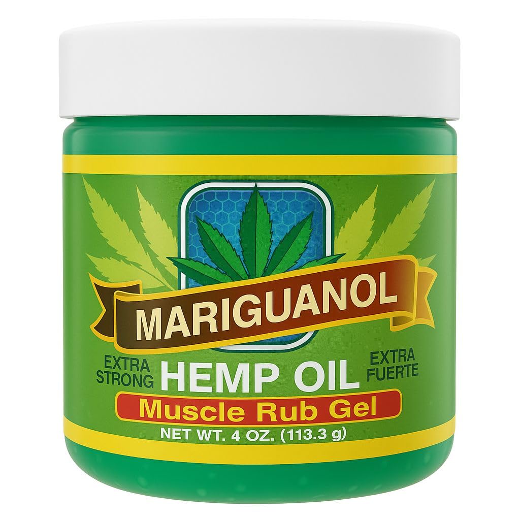 Extra Strong Muscle Rub Gel with Hemp Oil, Menthol &amp; Camphor – Cooling, Fast-Absorbing Topical Gel for Post-Workout Active Lifestyles – Net Wt. (4 Ounce (Pack of 1))