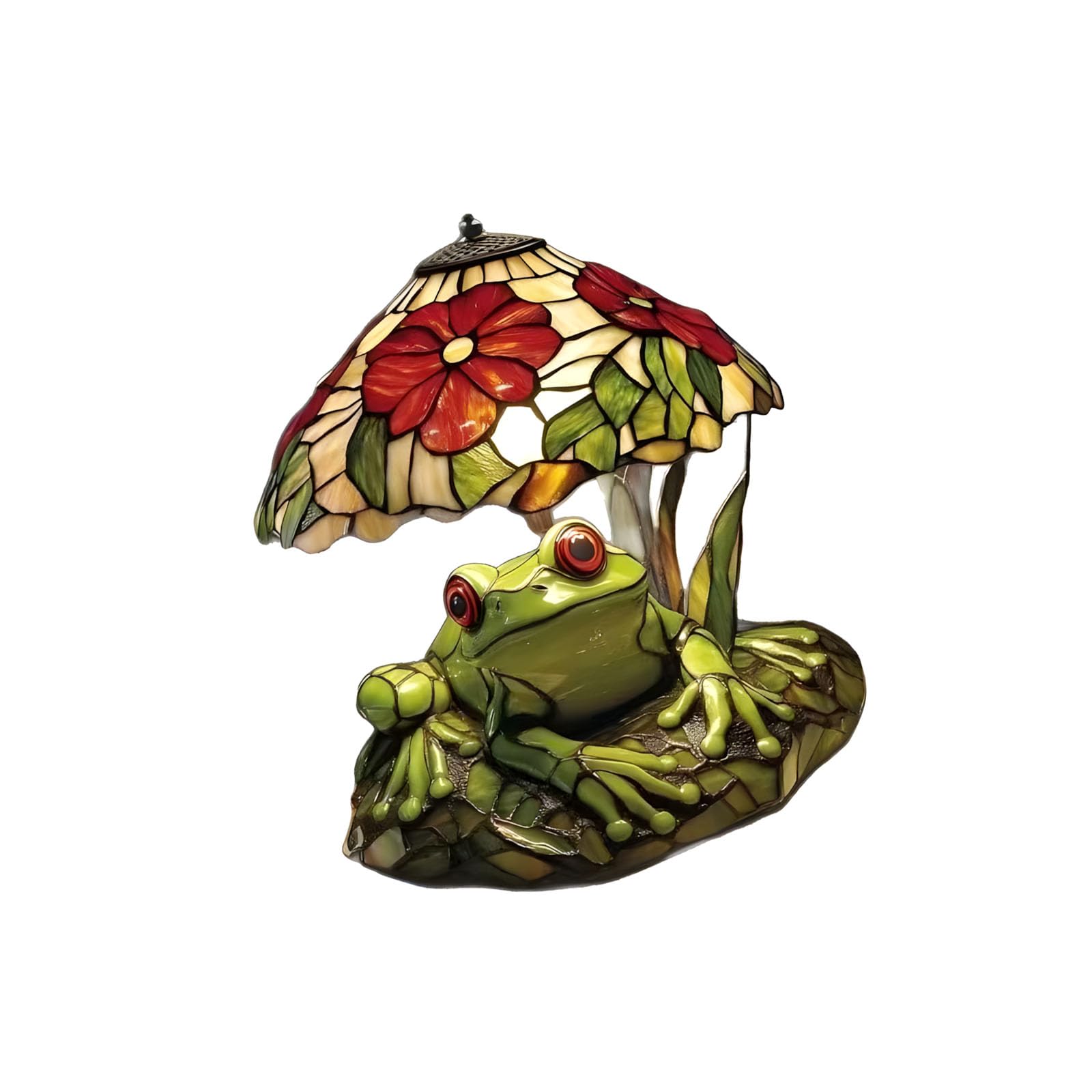 TQUXNGA Artistic Frog and Blossom Table Lamp in Sustainable Resin Stable Base Study Lamp