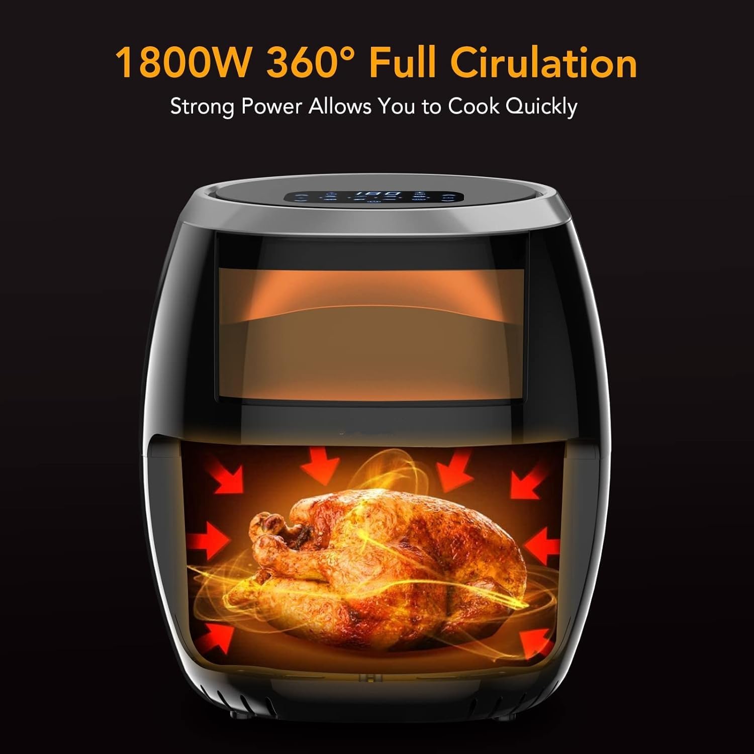 Freidoras Aire Freidora Fryer 8 Predefinidas, Pantalla Táctil LED, Ventana de Visualización, 8L Cocina Freidora Aire Caliente Sin Aceite