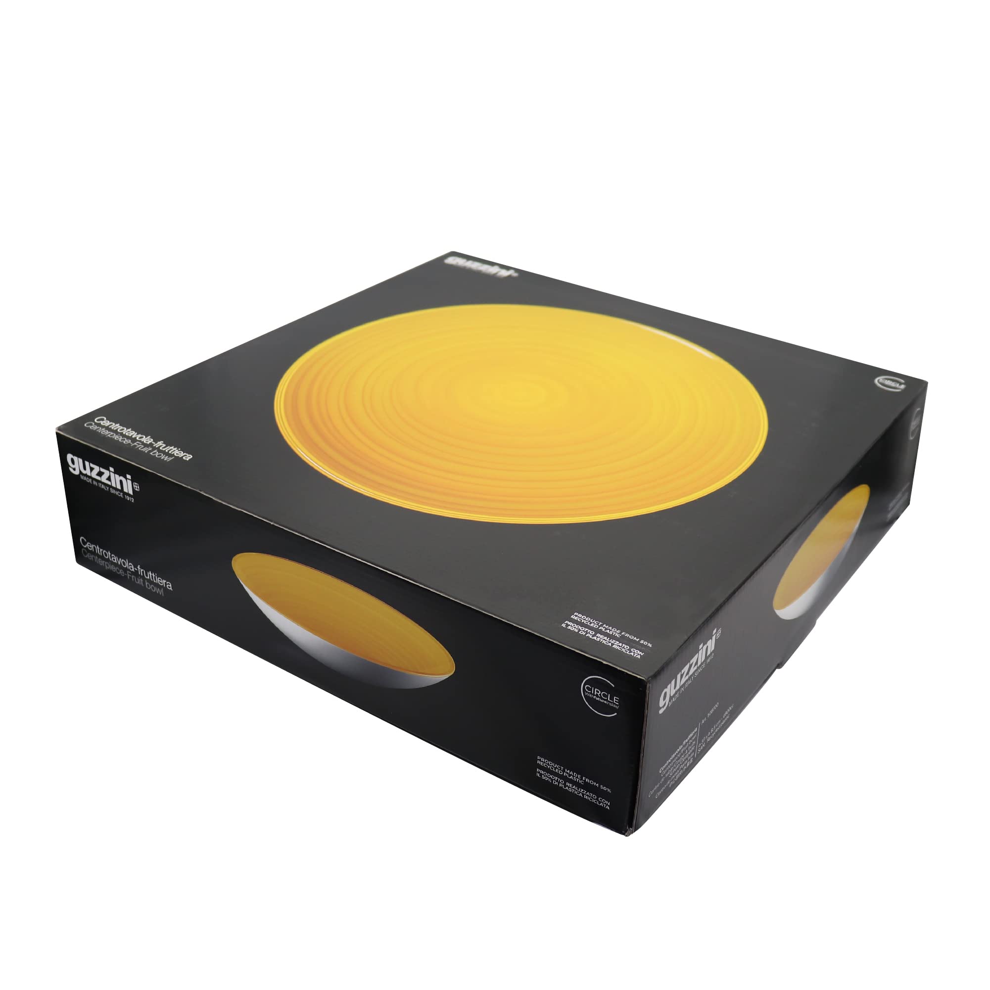 Guzzini - Twist, Centrotavola/Fruttiera in Materiale Riciclato - Giallo, Ø 37 X h8,5 cm | 4600 cc - 108700151