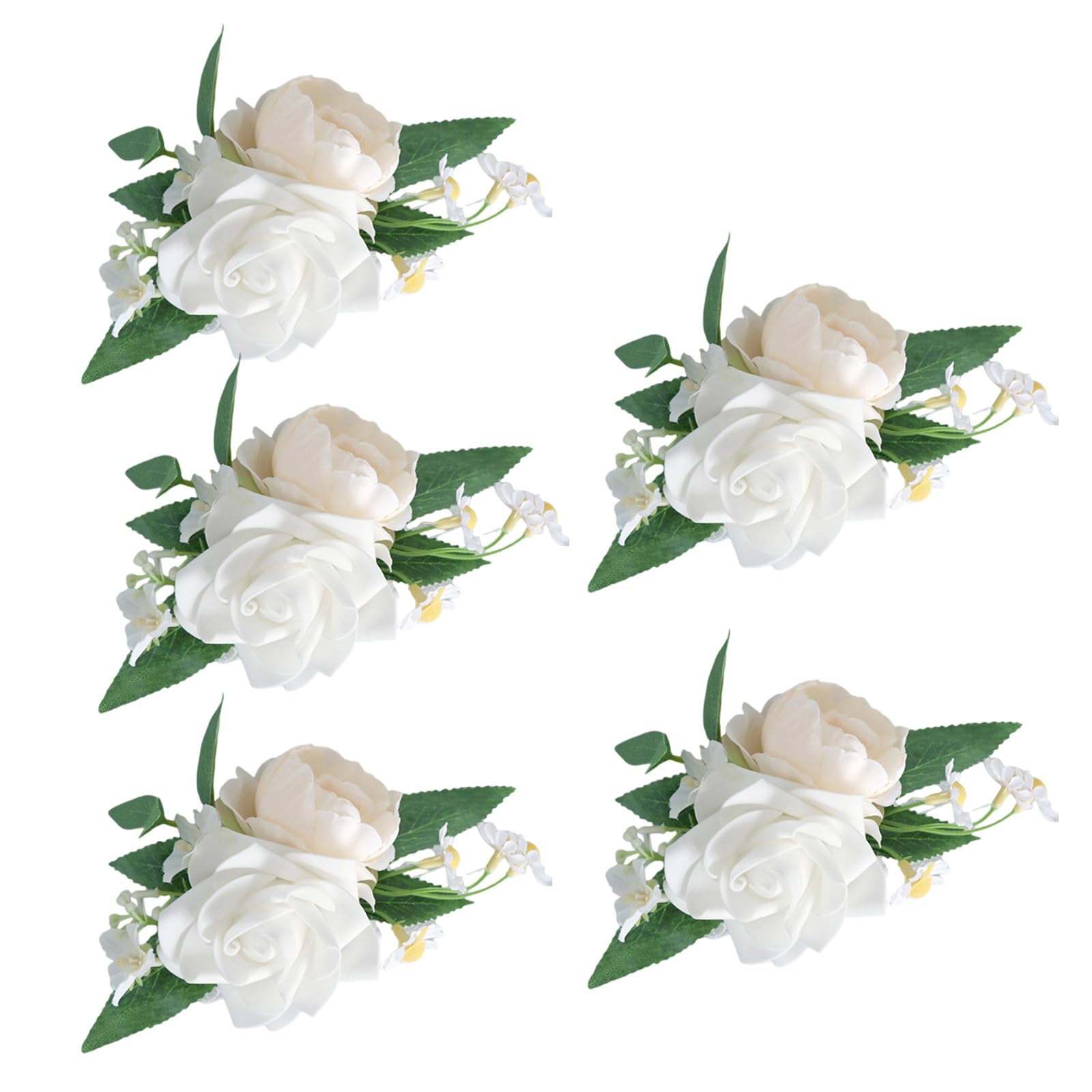 carotoe 5Pcs Rose Wrist Corsages, Flower Wrist Corsages Wristlet for Wedding, Rose Flower for Mother of Bride and Grooms Fabric Decoration