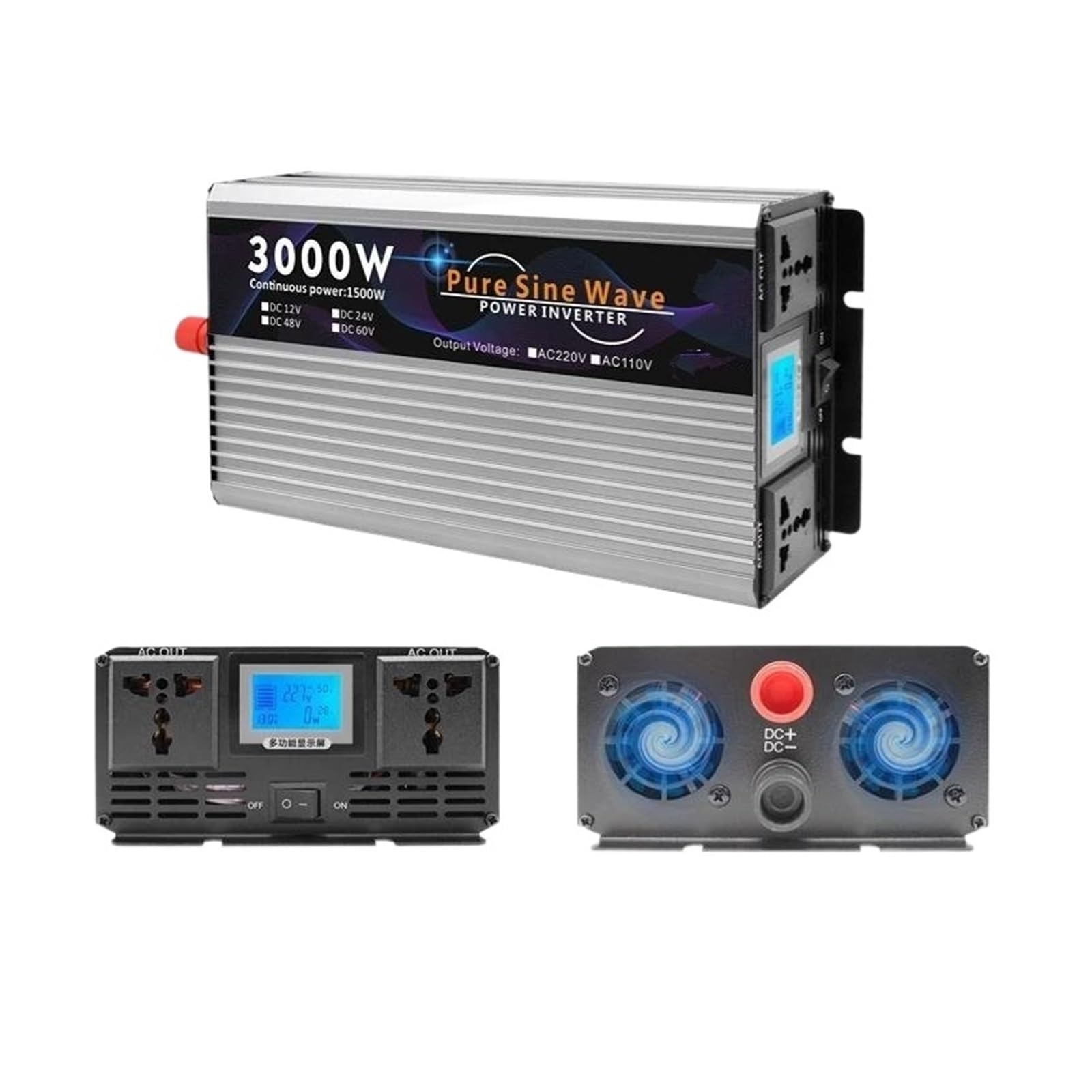 Onduleur 48v 220v 3000W à onde sinusoïdale pure pour installation solaire