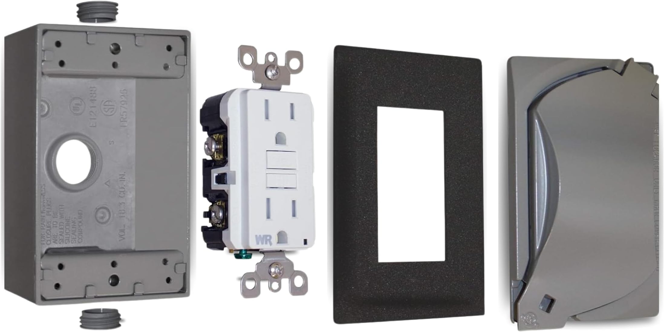 Sigma Electric, Gray Sigma Engineered Solutions, 16449 TRWR GFCI Receptacle Kit with Universal Weatherproof Cover, No Size