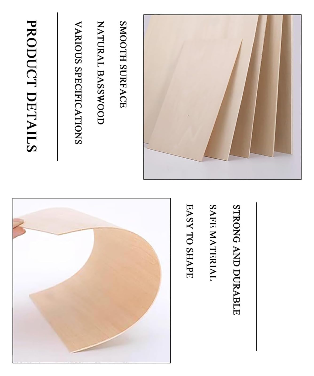contrachapado, Láminas de madera sin terminar 6 mm grosor for manualidades(20cm*40cm (3pcs))