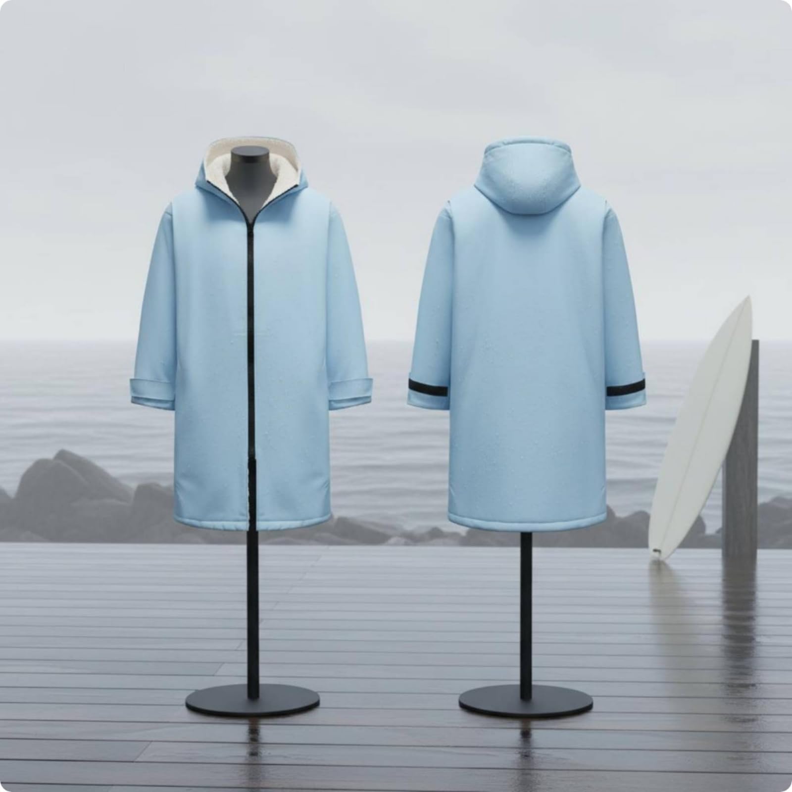 Amagogo Kinder Surfponcho Badeponcho Umkleidemantel Kapuzenmantel Badetrockner aus Weichem Mikrofaserstoff Warm Und Saugfähig mit Kapuze Und Taschen für