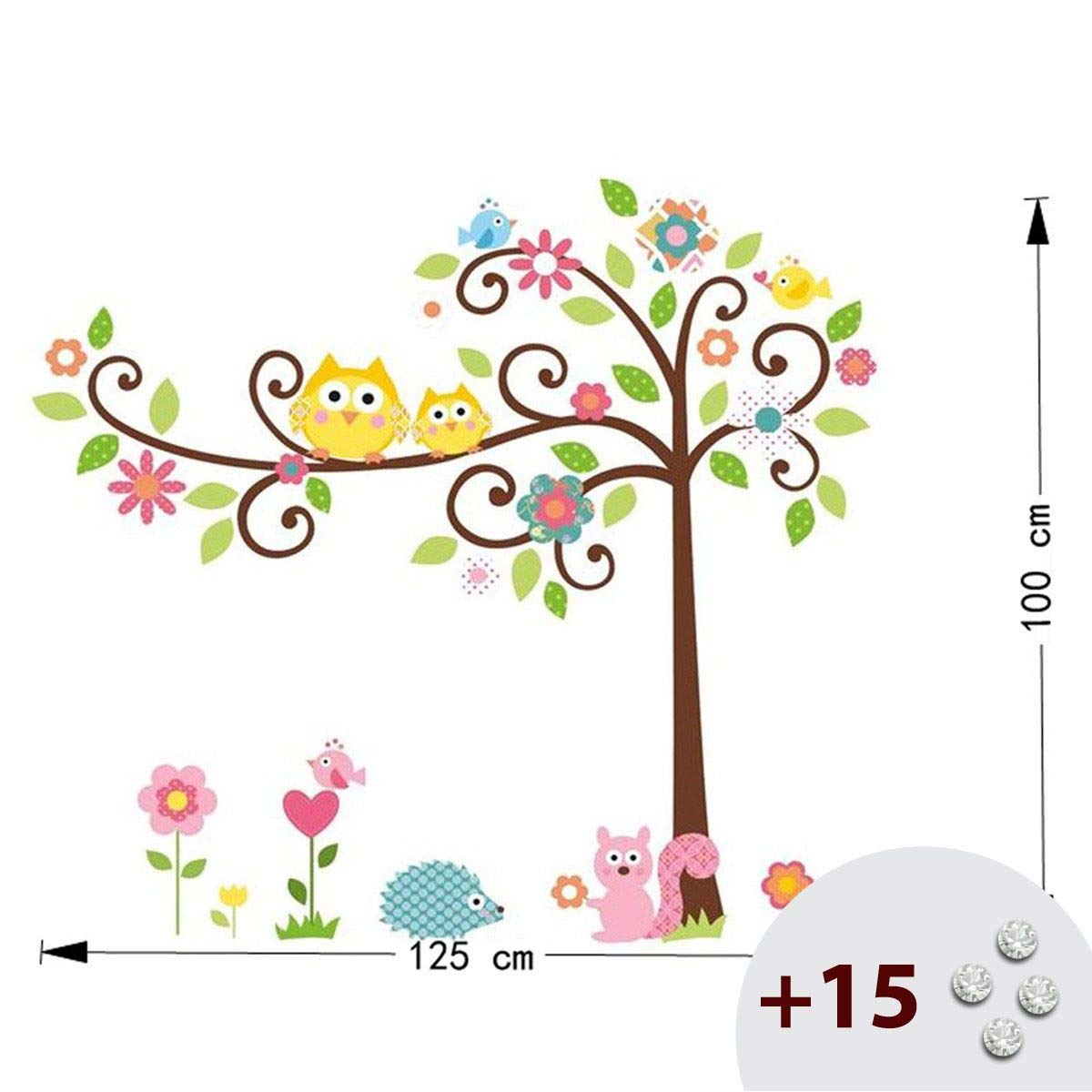 Wall Sticker Owls and Natural Paradise Staying on a Tree, Multicoloured - Image 4