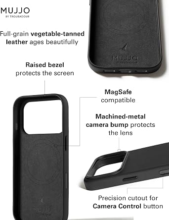 Mujjo Leather Case for iPhone 17 Pro MagSafe Compatible - Black