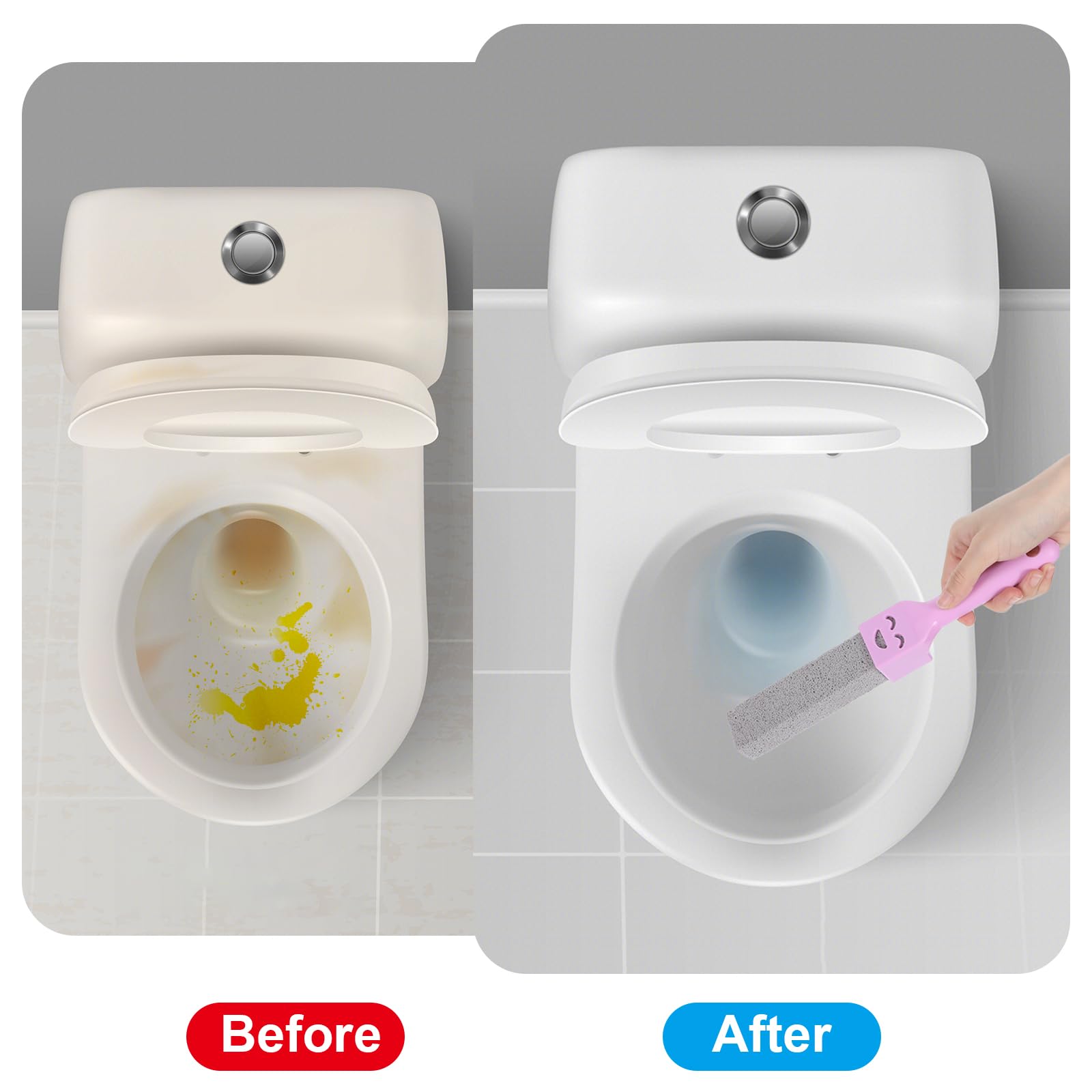 4 piezas de piedra pómez Pumice Stone Toilet Cleaner, piedra de limpieza para inodoro con 2 asas rosas, piedra de limpieza para inodoros, hornos, piscinas, barbacoas y bañeras