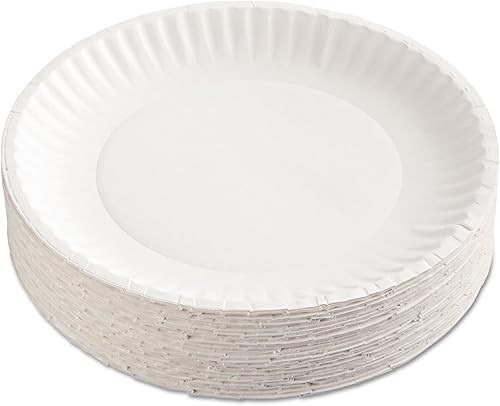 AJM Packaging Corporation - Platos de papel, 9 pulgadas de diámetro, color blanco, paquete de 100 unidades
