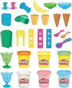 Play Doh Kitchen Creations Ice Cream Party Set with 22 Tools &amp; 6 Colors, 2-Ounce Cans, Back to School Classroom Supplies, Preschool Toys, Ages +3 (Amazon Exclusive)