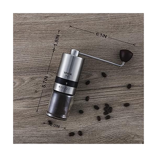 Manual Coffee Grinder VEVOK CHEF Stainless Steel Burr Grinder 6