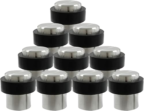 Miniatura 6 de Zorveiio Tope de puerta cilíndrico negro mate, tope de puerta de piso resistente de 1.8 pulgadas con junta de goma, topes de puerta de acero