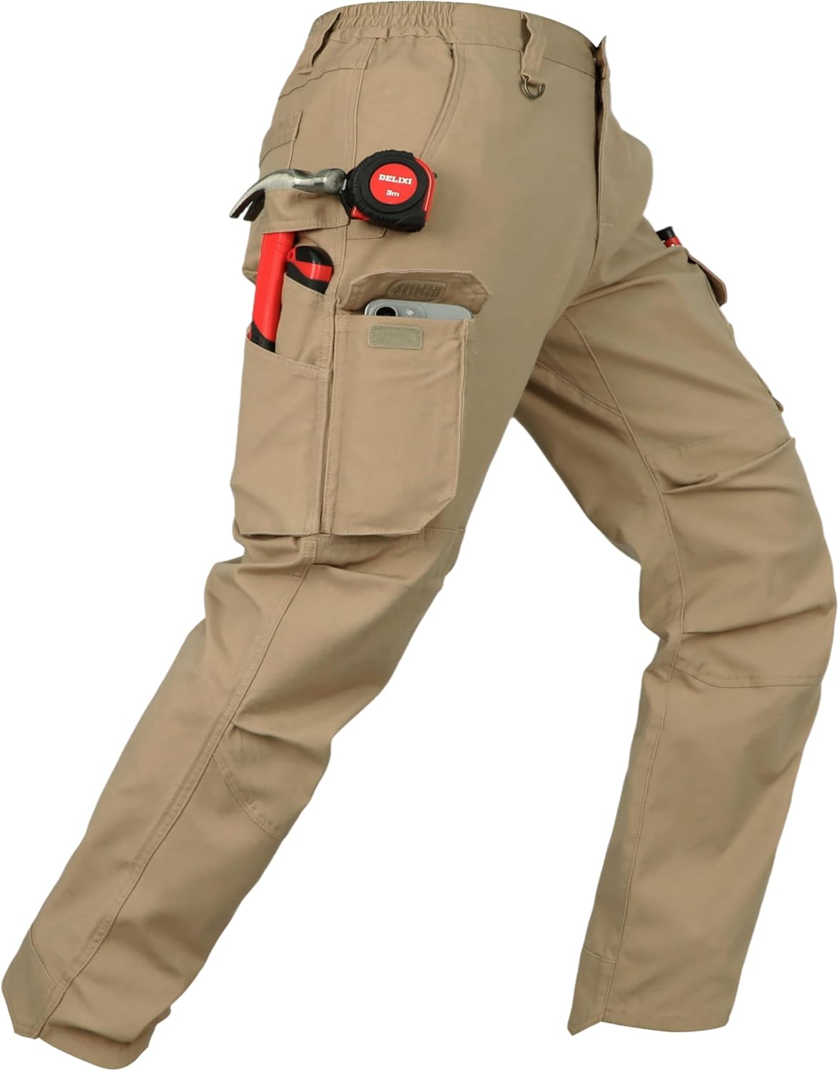 KONRECO FR Pants for Men Utility Cargo Pockets Flame Resistant Carpenter Jeans 8.5oz Stretch Soft Relaxed Fit NFPA2112 CAT2