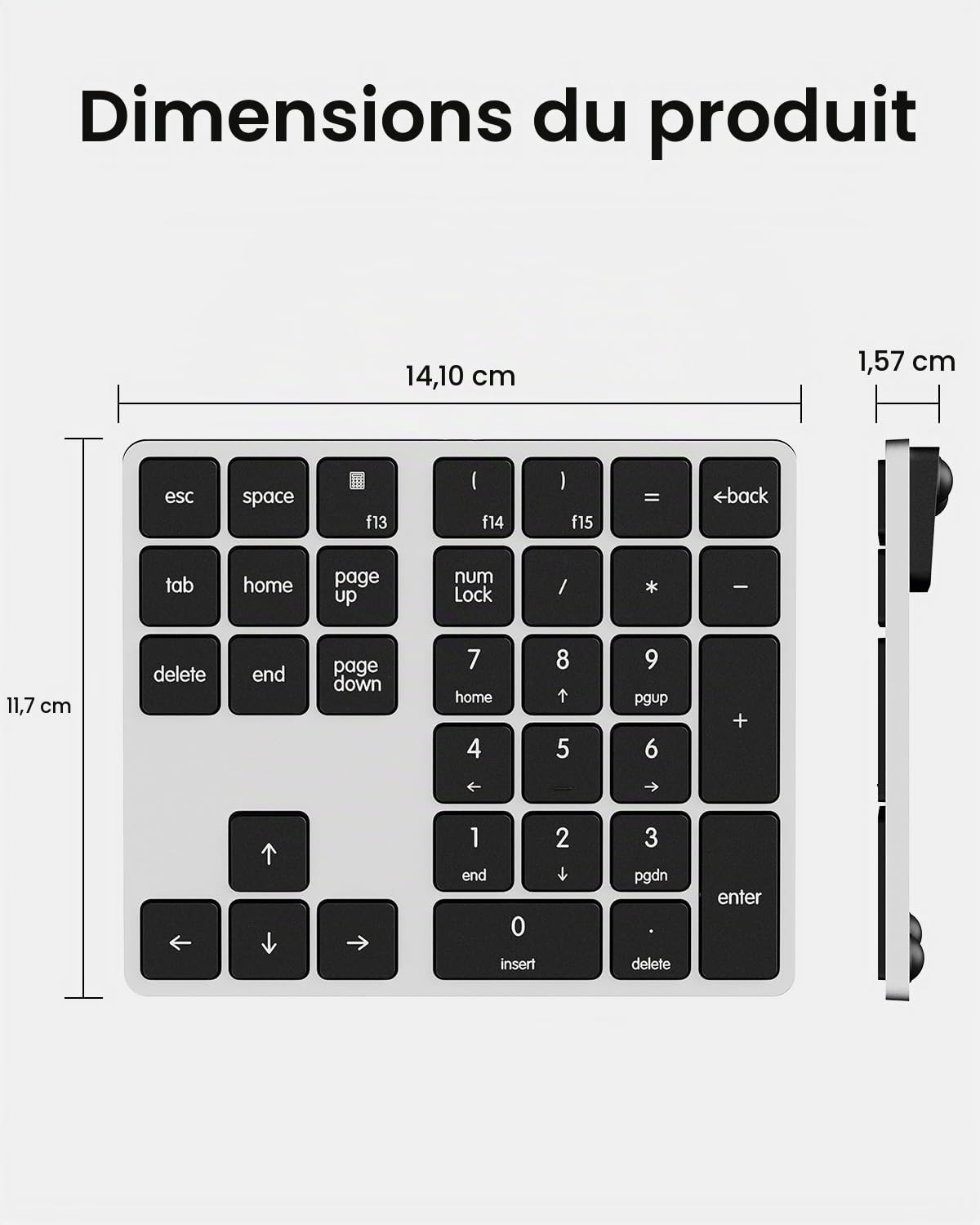 Kisnt KN300 Pavé numérique filaire USB-C pour entrée de données d'ordinateur portable