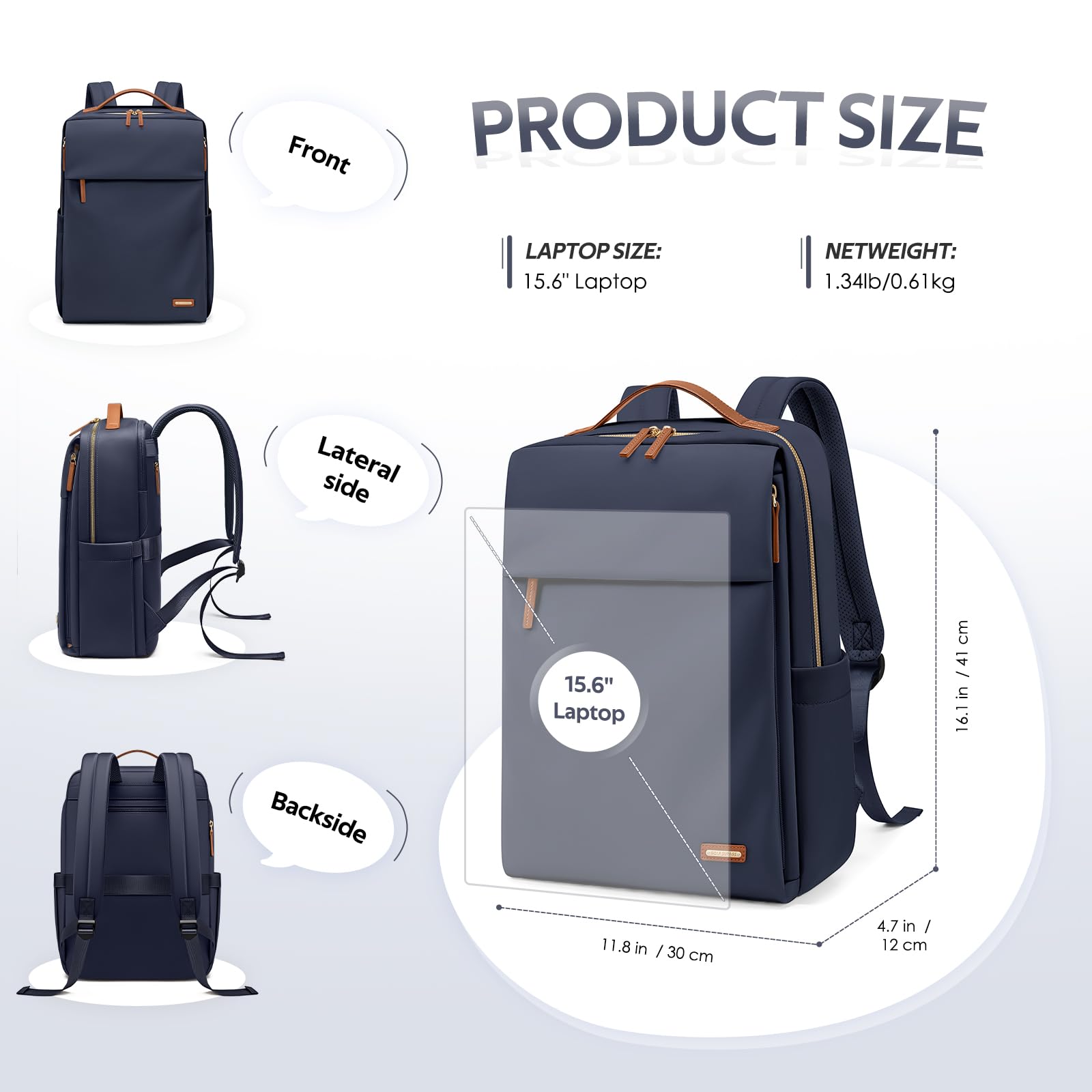 GOLF SUPAGS Sac à Dos pour Ordinateur Portable Pour Femme de Approuvé Par Les Compagnies Aériennes Sac à Dos Décontracté Multifonctionnel de 15,6 Pouces pour Voyage, Travail, École
