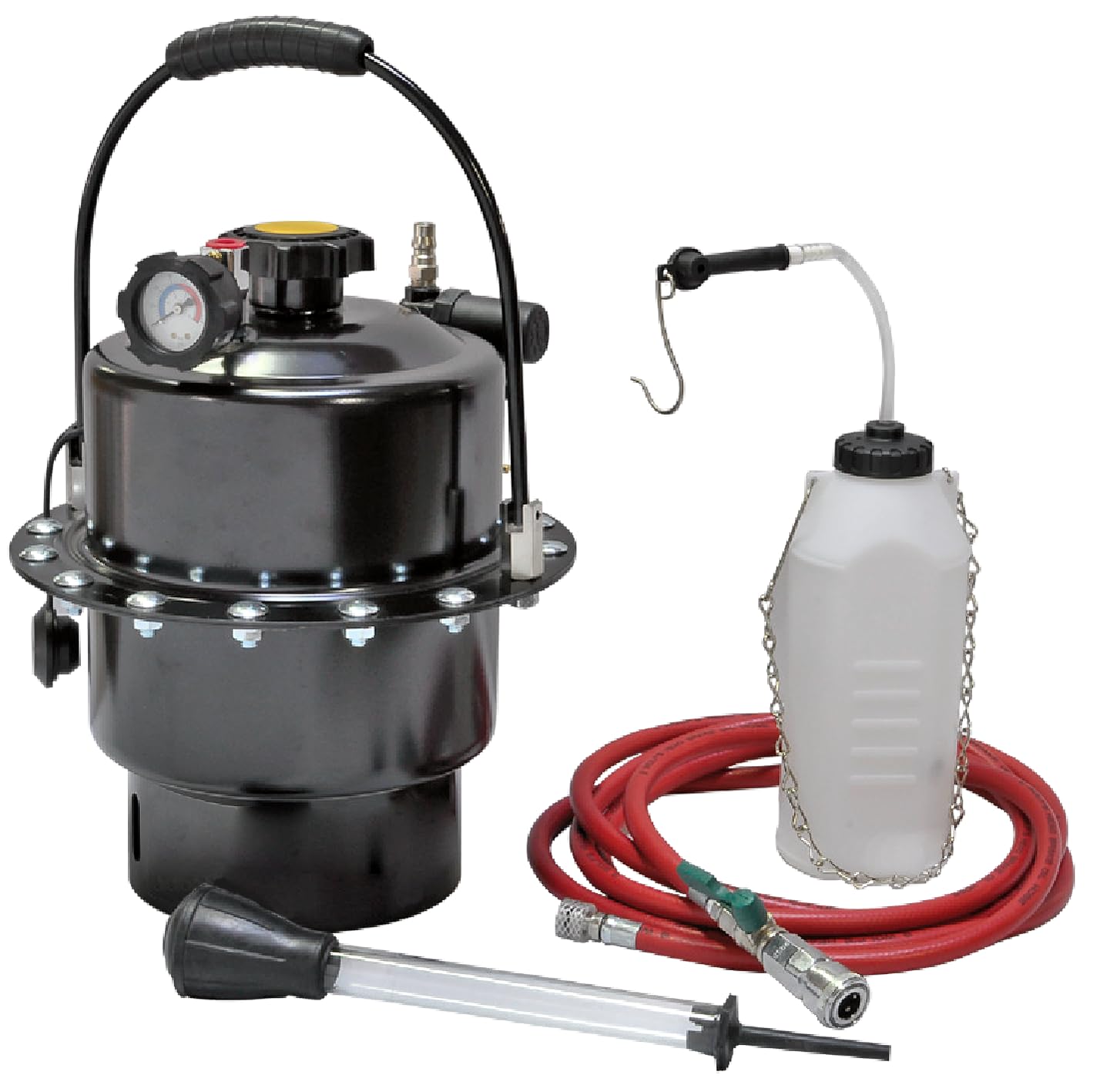 SW Stahl 01498L Purgador de Frenos Neumático, Depósito de 5 l | Dispositivo de purga para frenos y embrague, apto para sistemas ABS, con manguera de llenado y tapón adaptador
