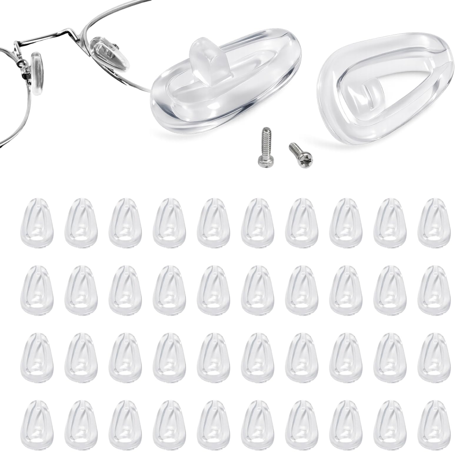 40 Almohadillas Nariz Gafas Silicona, Plaquetas Nasales Antideslizantes Transparentes, Accesorios Gafas Cómodos, Protección Nariz Suave Monturas Ópticas Solares - 1