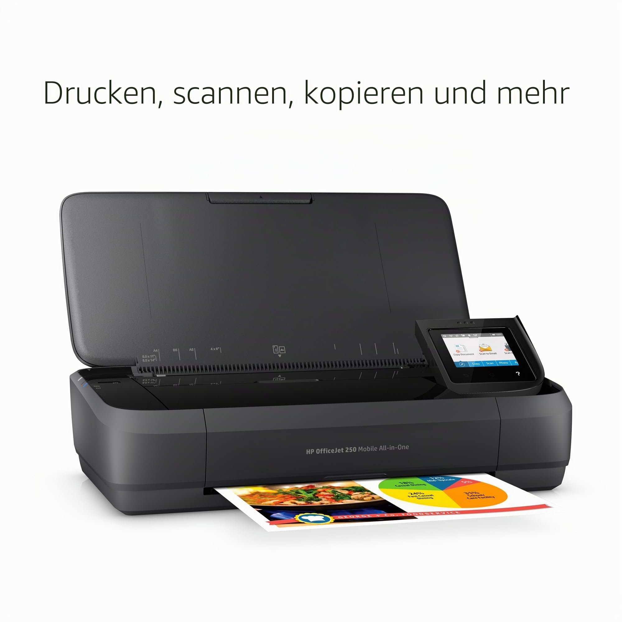 HP Officejet 250 Mobile Aio Tintenstrahldrucker A4 WiFi schwarz – Multifunktionsgerät Tintenstrahldrucker Thermo, 600 x 600 DPI, 600 x 600 DPI, A4, 216 x 356 mm, Farbe
