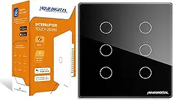 Interruptor Zigbee Touch 6 Teclas Google Home Alexa Preto