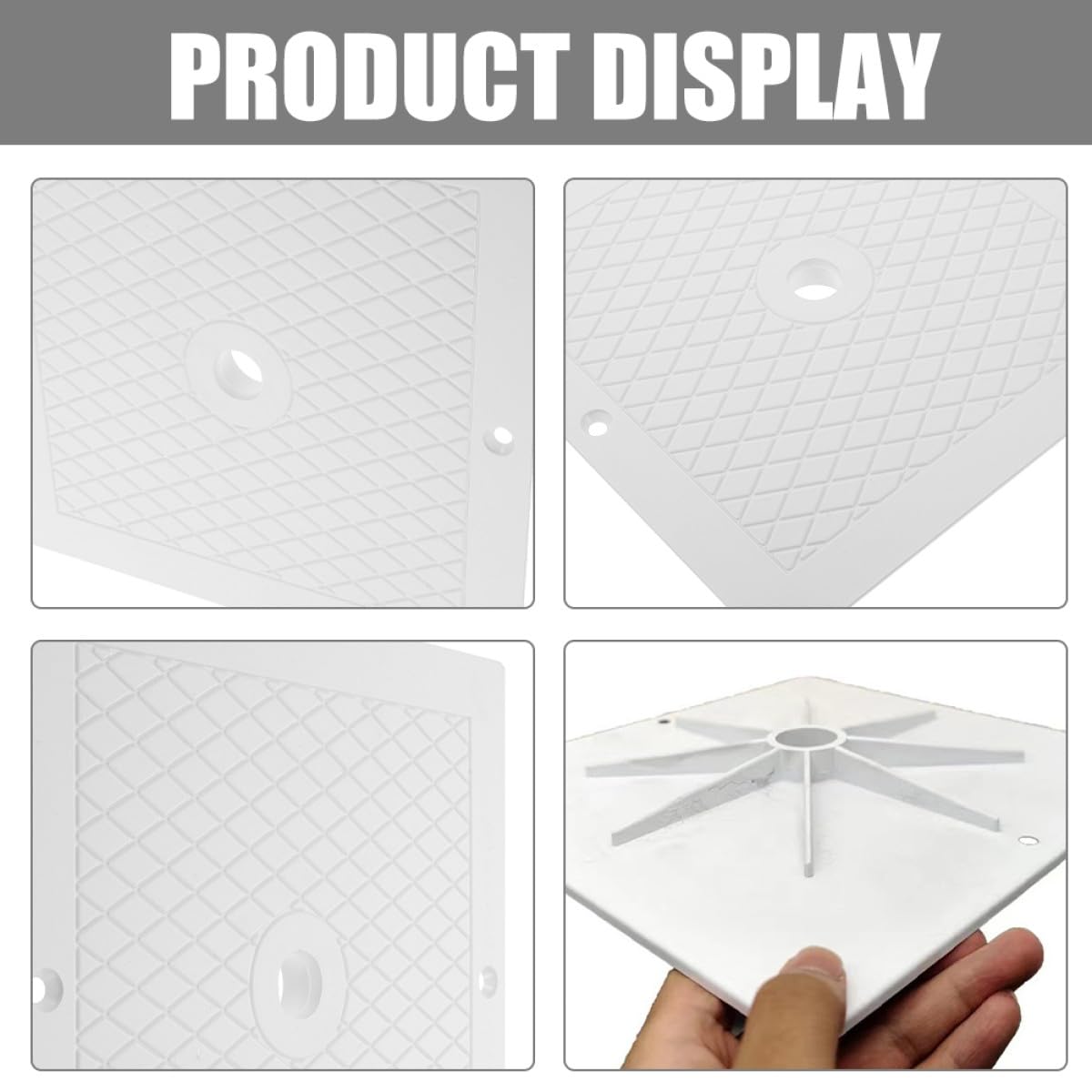 Kisangel Couvercle D'écumoire de Piscine Carré 10x10 en PP Blanc, Compatible Sp1082-sp1086, Lot de 2 pour Entretien de Piscine