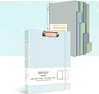 Vista 16 de Ospelelf Carpeta de 3 anillos con portapapeles, cuero de 1 pulgada, tamaño carta (8.5 x 11 pulgadas), carpeta de portapapeles con 5 separadores