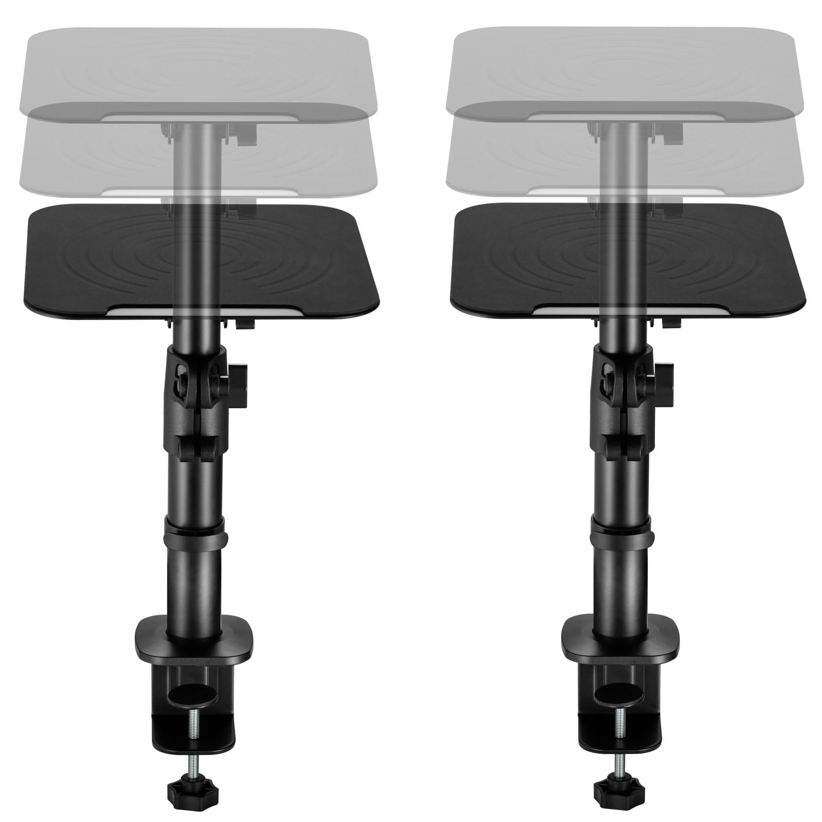 Paire Statifs de Table avec Pince pour Haut-parleurs - Support de Table Enceintes de Monitoring Studio - Hauteur réglable - Pieds métallique - Enceinte jusqu'à 15 kg BH7BA