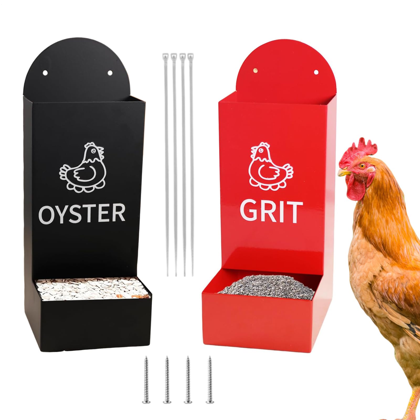 Nbbwwu Chicken Grit and Oyster Shell Feeder - Pack of 2 Metal Chicken Feeder | Poultry Feeding Equipment, Pet Supplies, Coop Accessories for Hens Ducks