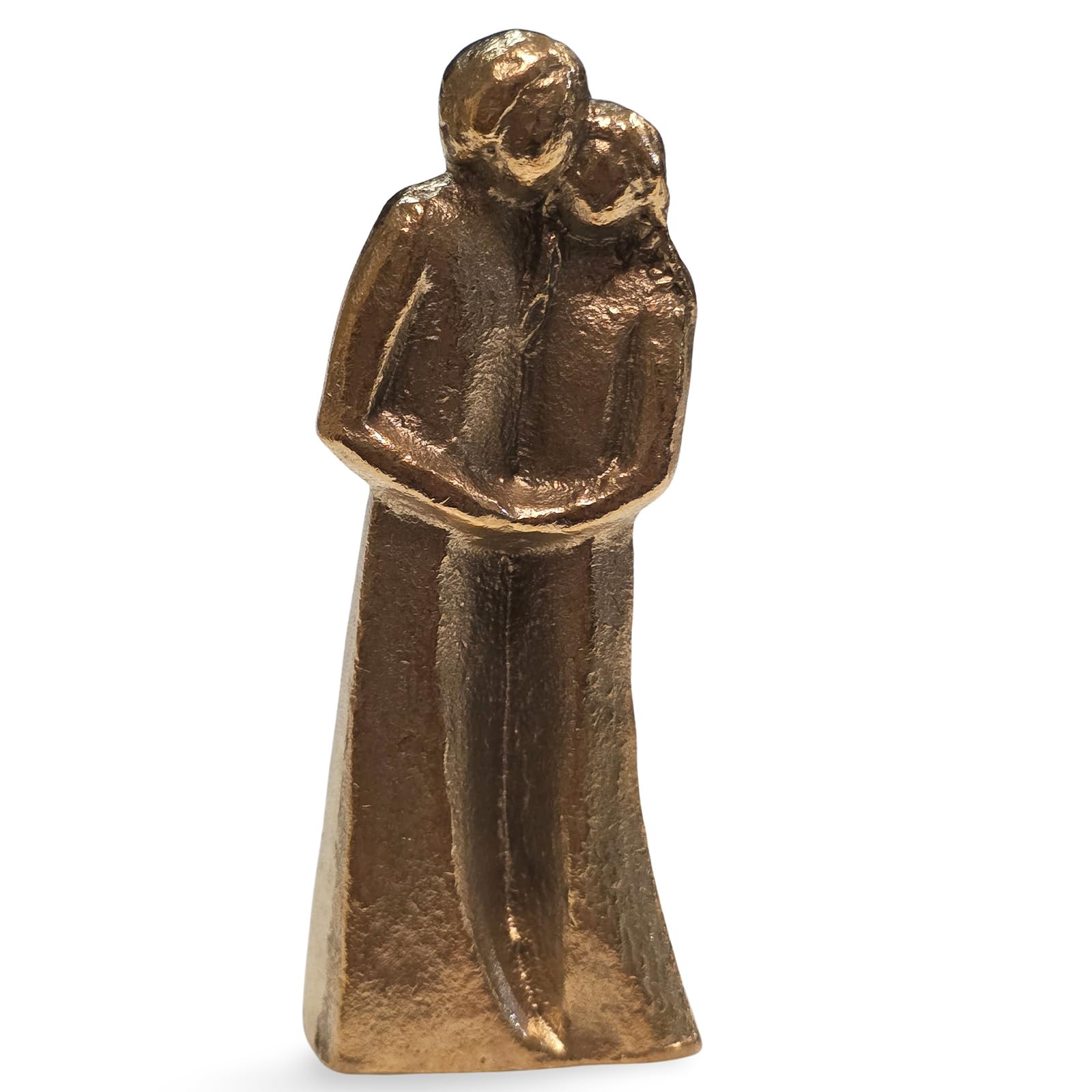 Herzmensch Hochzeitspaar Figur Gold aus massiver Bronze 9 cm Liebespaar Skulptur klein Geschenk zur Hochzeit, für die Liebe, für eine liebevolle Partnerschaft