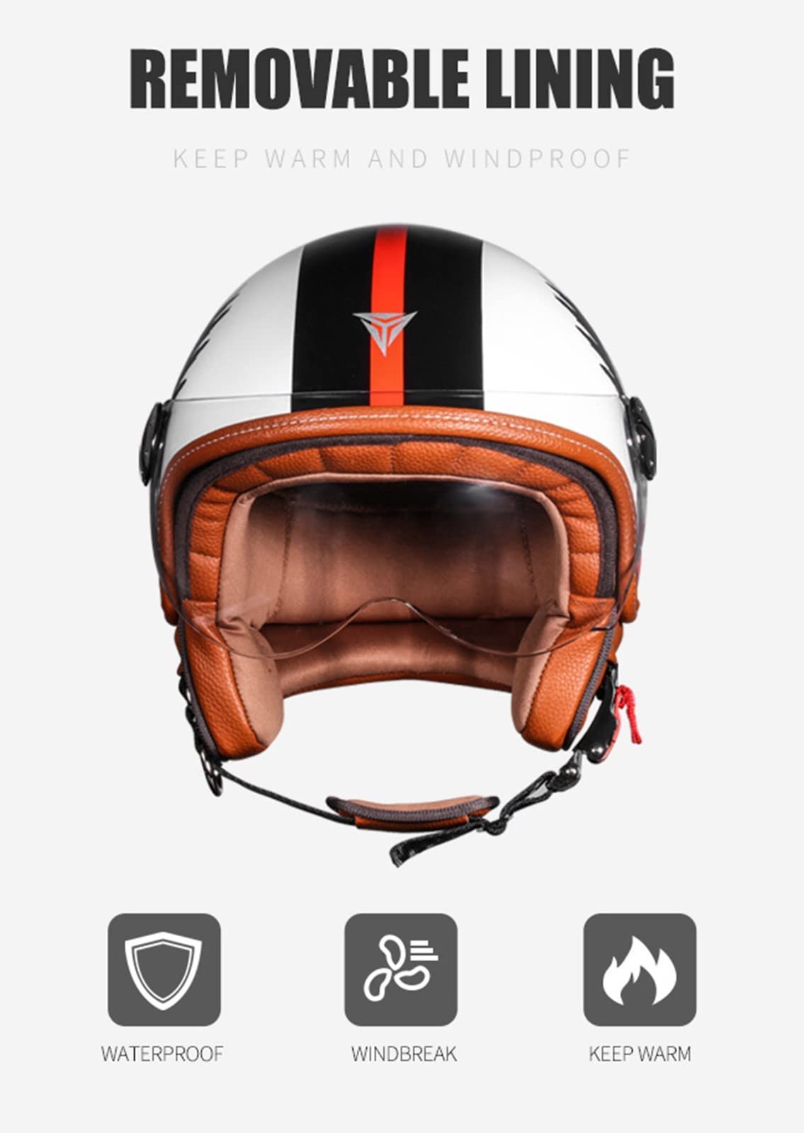 Casco Jet, Casco Piloto Vintage Casco Scooter Adulto Cara Abierta Casco Moto Certificado ECE E,X-Large