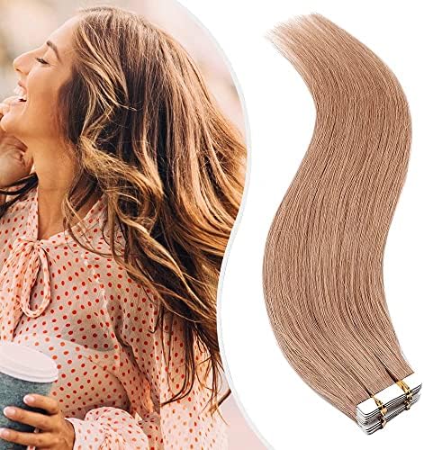 20 PCS Tape in Hair Extensions Human Hair Blonde Straight Skin Weft 100% Real Remy Hair Extension (12 inches 40g, #60 Platinum Blonde)