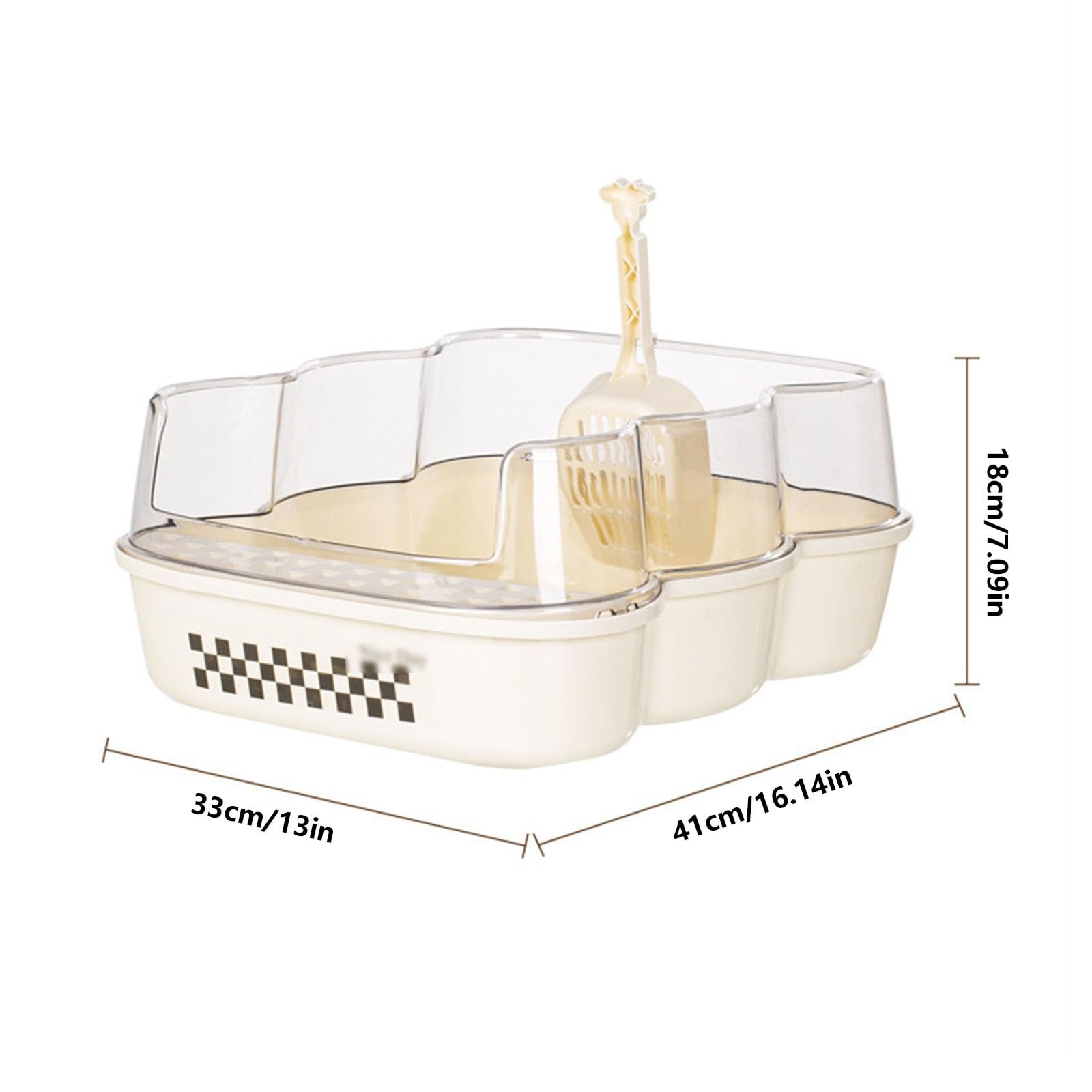 Lettiera per Gatti Lettiera semi-chiusa, lettiera aperta for gatti, lettiera extra large anti-schizzi con sportello trasparente e paletta for setacciare la lettiera Toilette per Gatti(Beige,Piccolo)