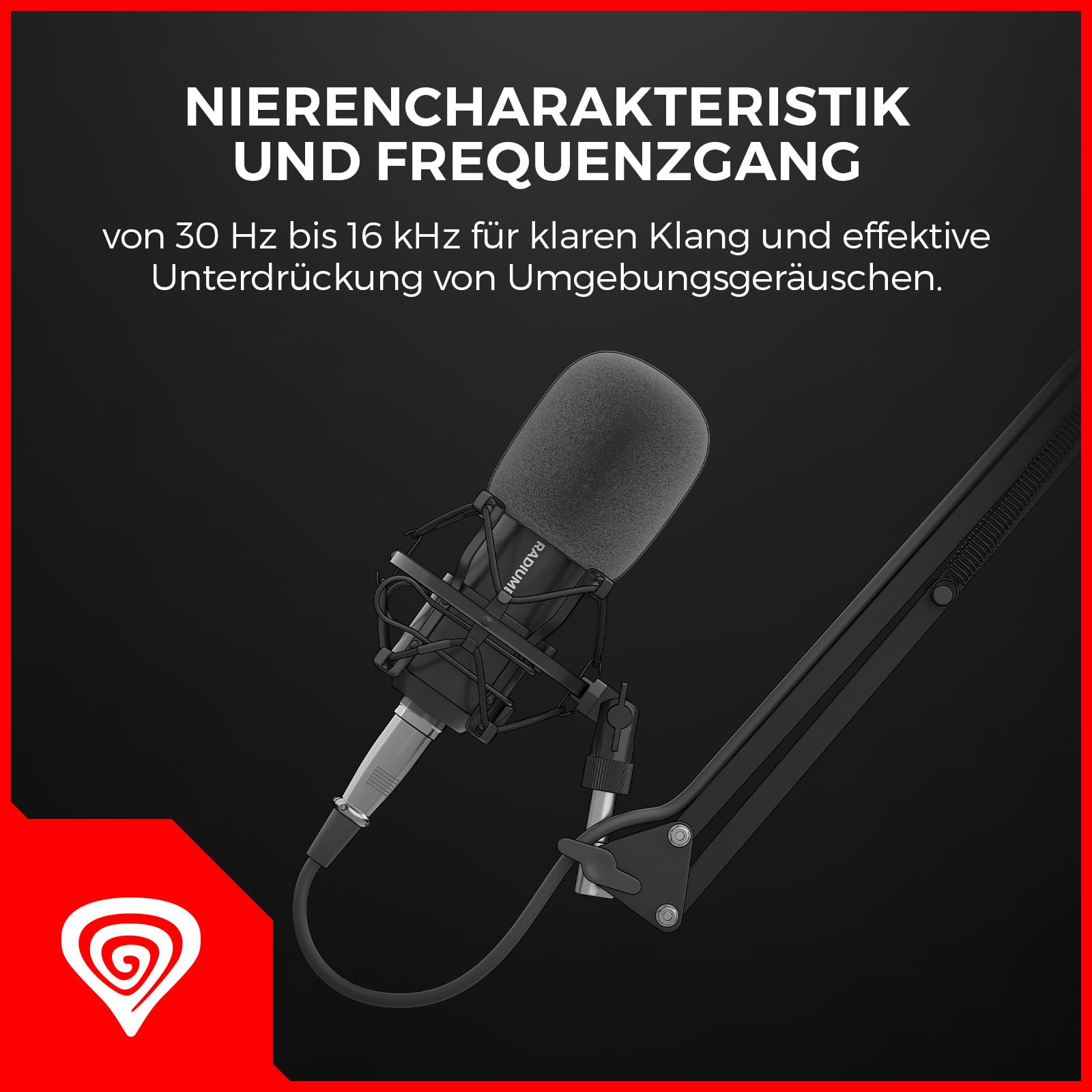 Genesis Radium 300 Studio XLR - Microfono professionale con braccio e filtro Pop, connessione XLR, Cardiode