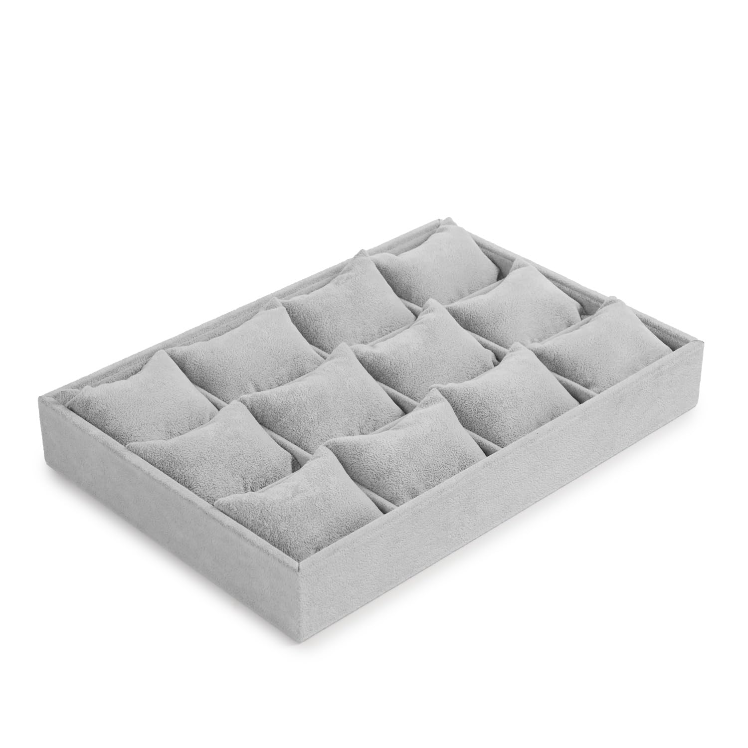 Oirlv Gris Velours Bijoux 12 Grilles Plateau à Bijoux pour Montres, Bracelets,