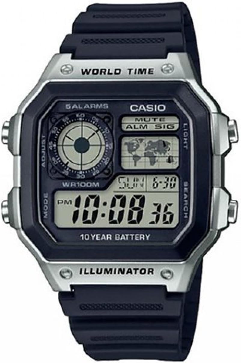 Casio - Armbanduhr AE-1200WH-1CVEF - Herren Uhr - Wasserdicht - Digital - Mit Gummiband - Schwarz