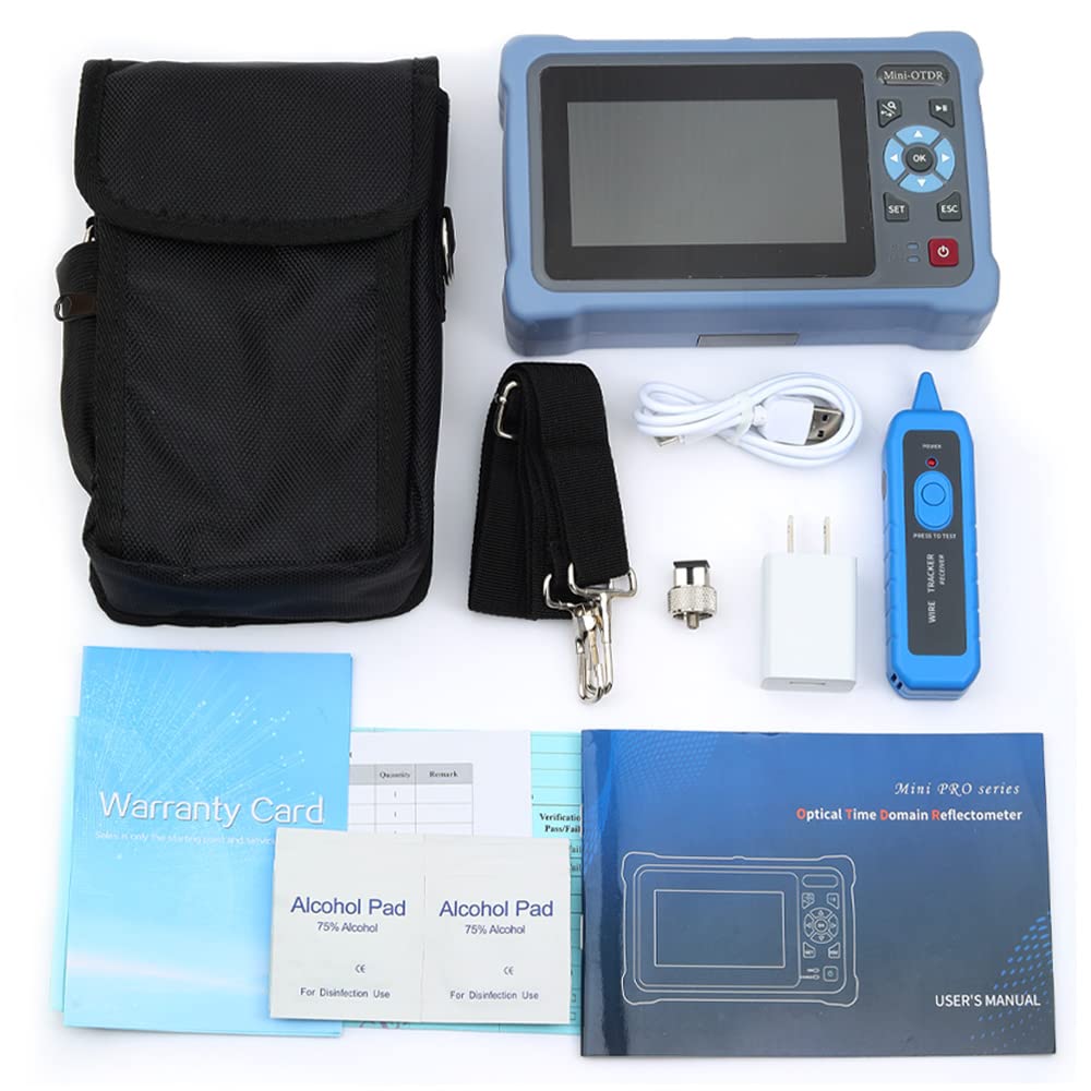 OTDR Optical Fiber Tester 13101550nm Optical Time Domain Reflectometer‌ with 4.3 Inch Touch Screen OPM OLS RJ45 VFL and Multi-Function Network Tester FC/UPC Connector with OTDR FC SC ST LC Connector
