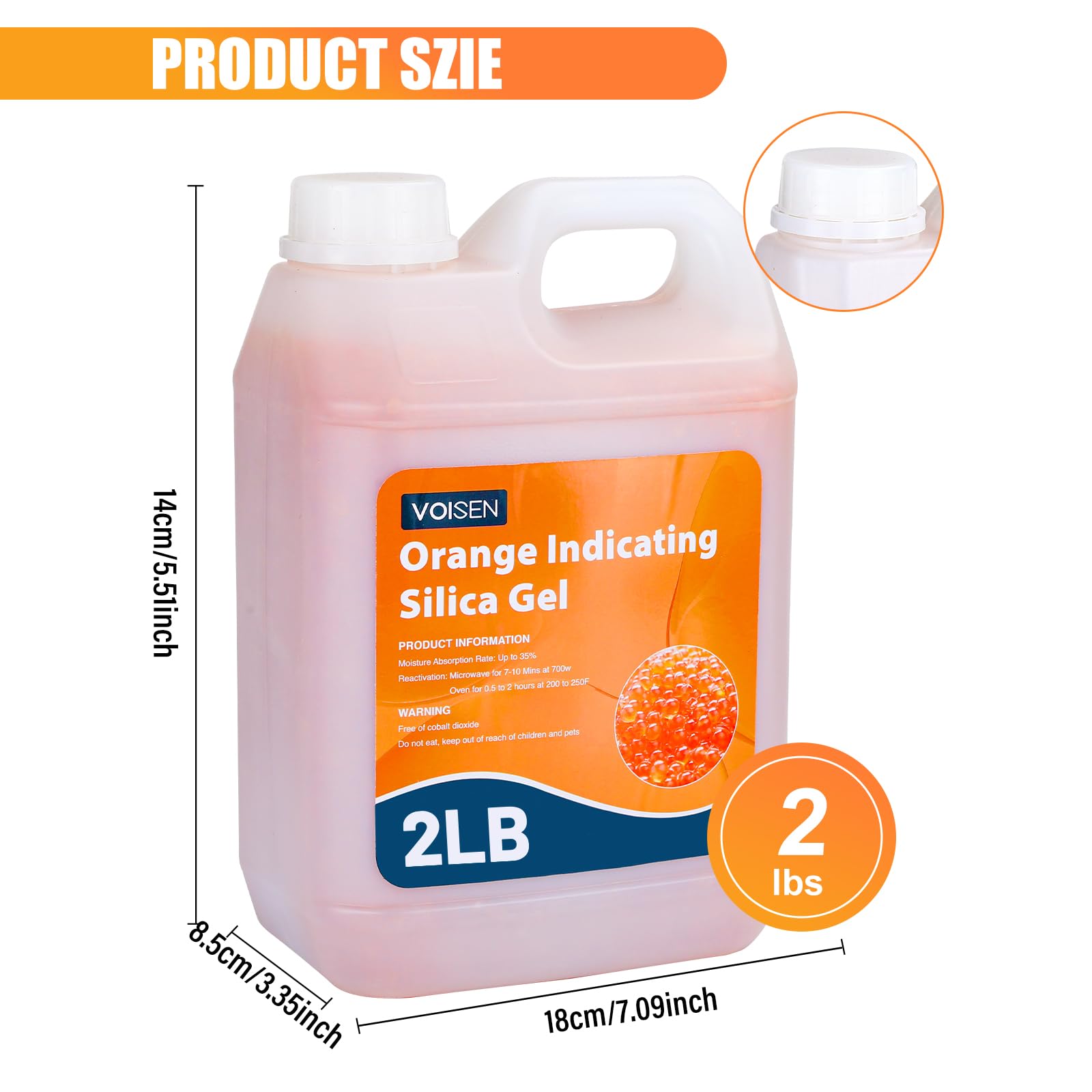 VOISEN 2 LBS Orange Indicating Silica Gel Desiccant Beads — Amazon image 7