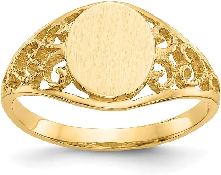 Diamond2Deal 14k Yellow Gold Filigree Signet Ring Size 6