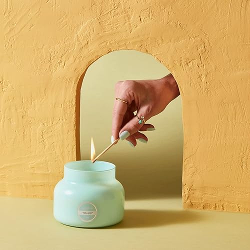 Vista 11 de Vela azul Capri - 19 onzas - Volcán., frasco, Chicle Chicle,Aqua,Blanco,Azul,Lavanda,Verde Matcha Helado,Negro