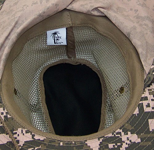 Tropic Hats Summer Wide Brim Mesh Safari/Outback W/Neck Flap & Snap Up Sides - Digital Camo XXL