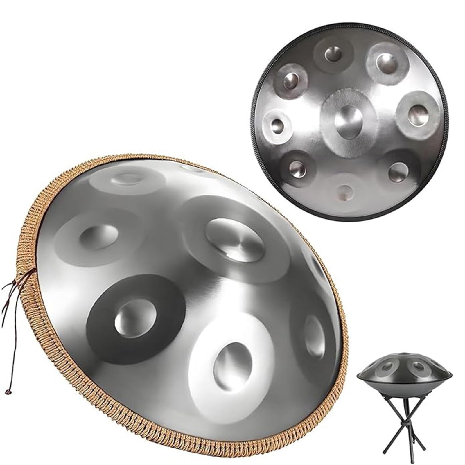 432 Hz/440 Hz ręczny bęben, D moll 56 cm instrument perkusyjny ze statywem perkusyjnym, stalowe bębny językowe, zestaw instrumentów stalowych, do medytacji, jogi, uzdrawiania dźwiękiem (B, 12 nut (440