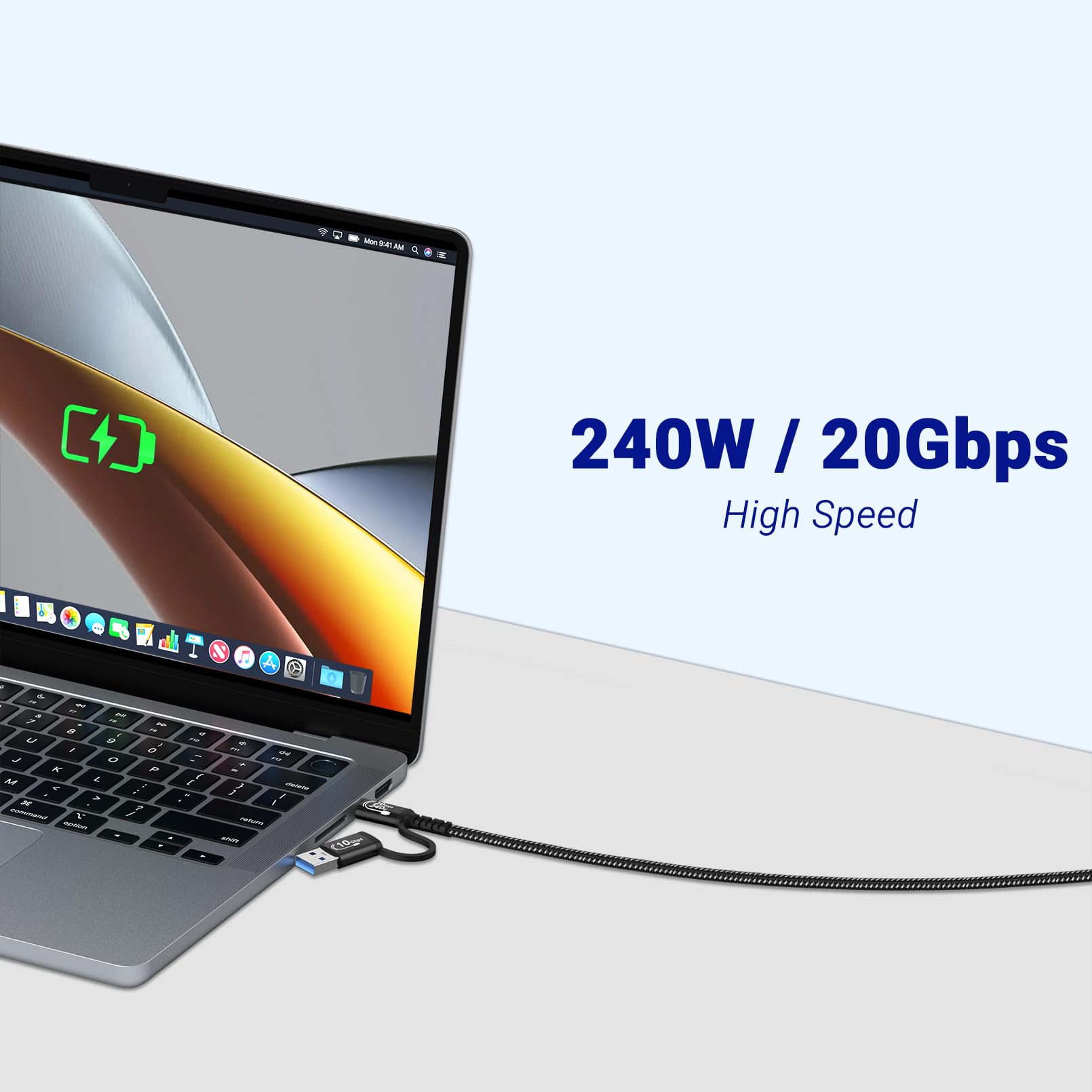 Cable USB A a C Android Auto de 3.3 pies [paquete de 2], 2 en 1 USB C 3.1 de carga rápida y transferencia de datos de 20 Gbps, cable USB CarPlay, compatible con iPhone 16 15 Pro Max, Galaxy S23