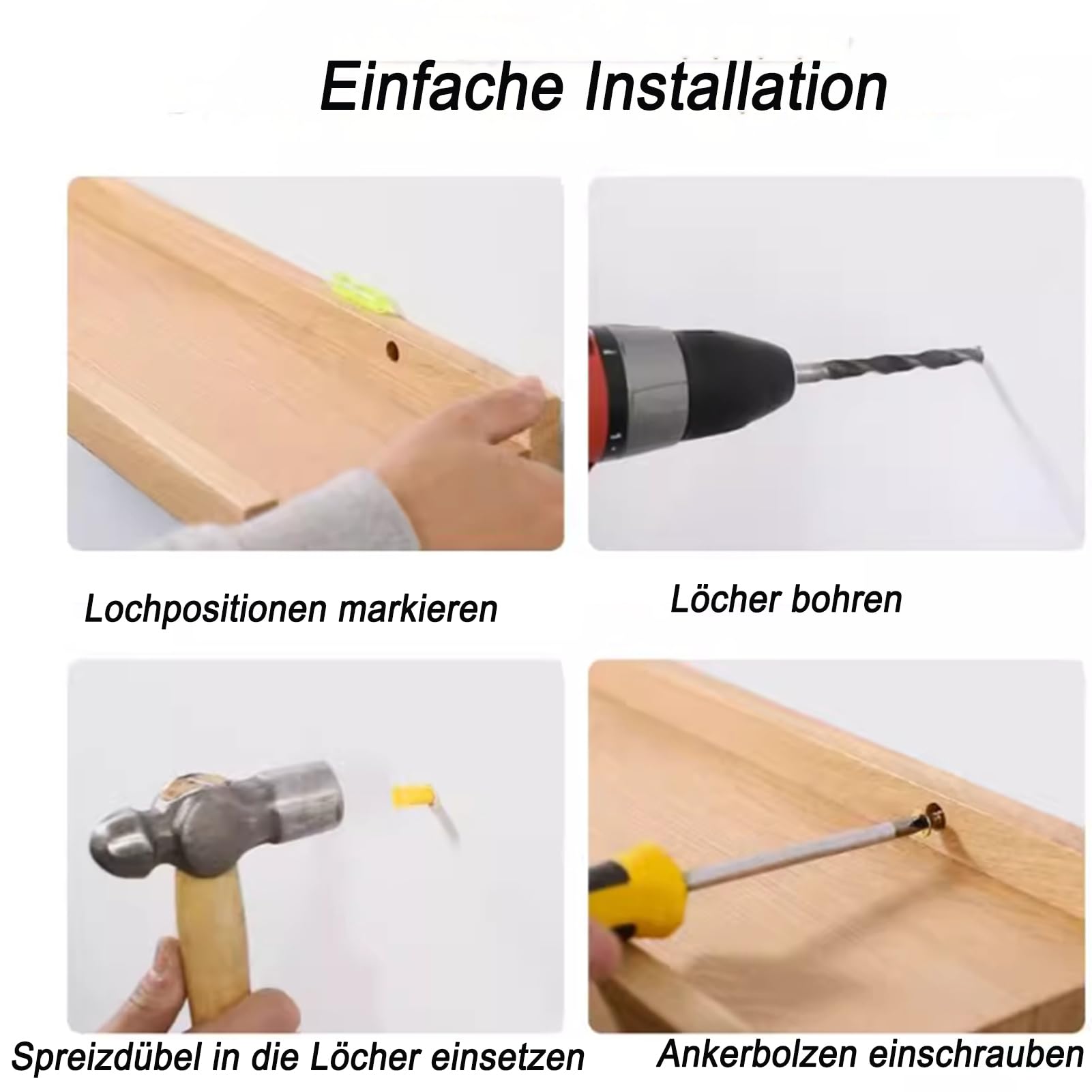 Wandregal Holz, Schweberegal Bilderleiste Regal Wand Schmal für Bilderrahmen und Bücher, wall Shelf für Küche Wohnzimmer Schlafzimmer Arbeitszimmer (Weiß, 60x15cm)