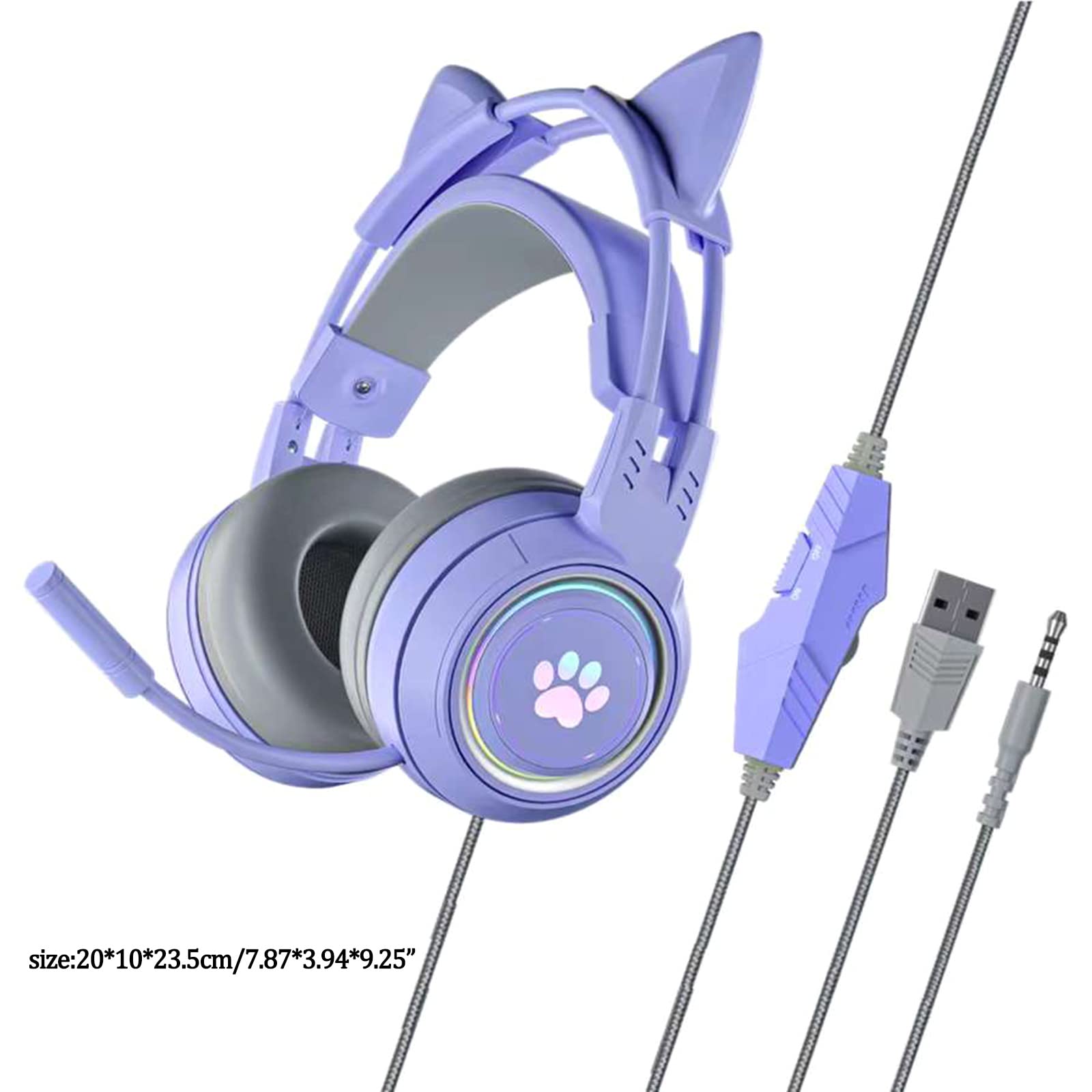 G25 przewodowe słuchawki gamingowe 3,5 mm wtyczka Glowin Gamer Headset Stereo Surround Sound z mikrofonem dla graczy, pracy biurowej