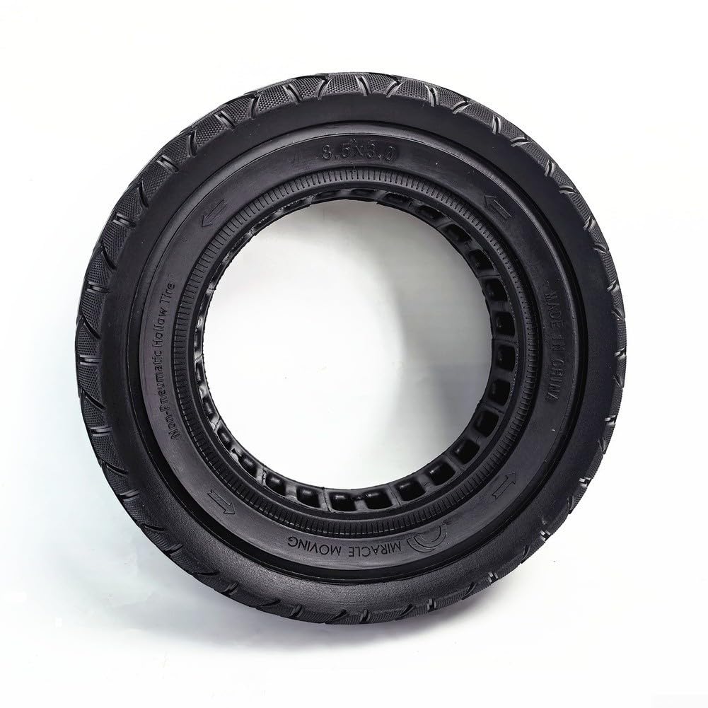 Pneu solide non pneumatique 8,5 x 3,0 avec noyau nid d'abeille pour scooter électrique, construction en caoutchouc élastique, forte traction et longue durée d'utilisation