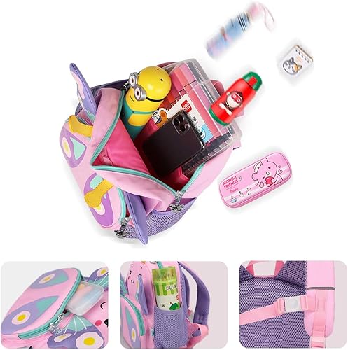 Miniatura 2 de CAMTOP Bonita mochila para niños pequeños, bolsa escolar pequeña de animales de dibujos animados 3D, para niñas y niños, guardería de viaje, rosado