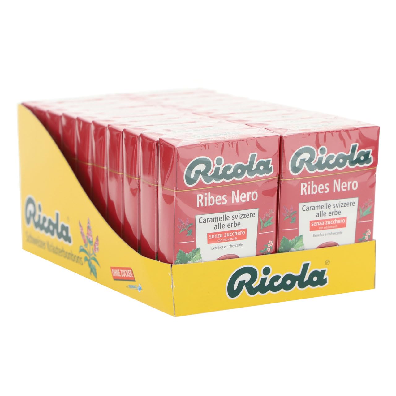 Italian Gourmet Schweizer Kräuterbonbons Schwarze Johannisbeere – ohne Zucker – 20x50g Vorratspack – Kräuterbonbons mit intensivem Fruchtgeschmack
