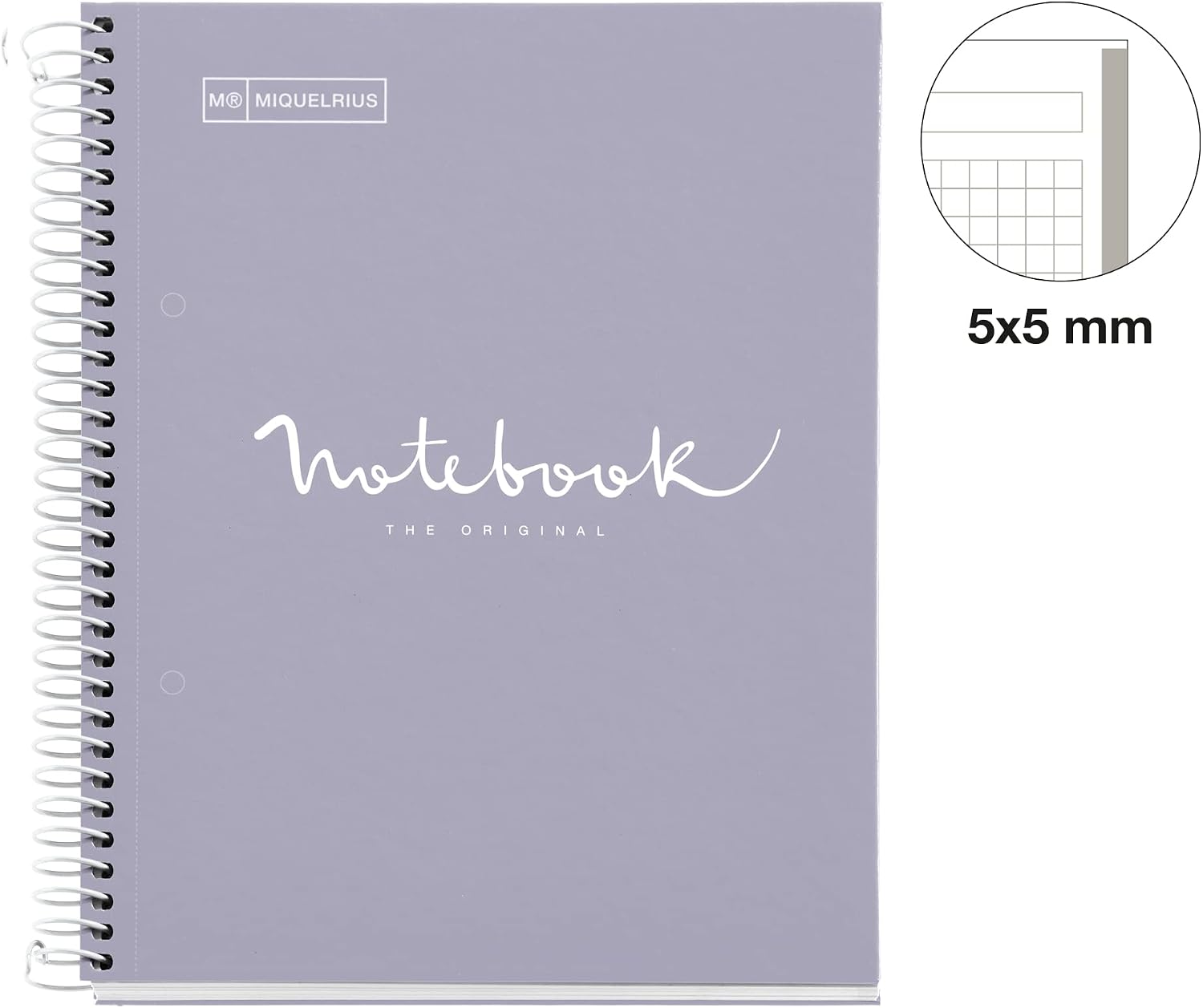 Miquelrius A5 Notebook Emotions 80 Sheets 90 g/m² 5 mm Squared 1 Colour Stripe, Microperforated Spiral Notebook - Image 3