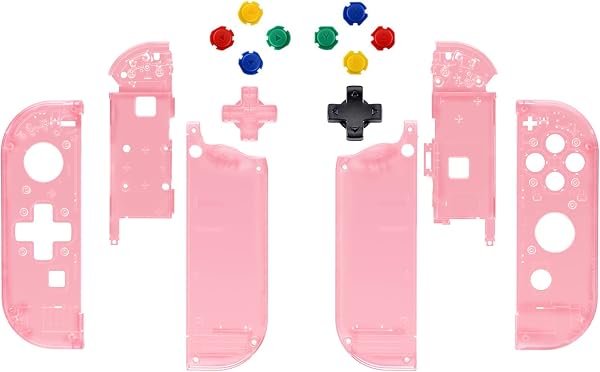 eXtremeRate Cherry Pink Joy con Handheld Controller Housing (D-Pad Version) with Colorful Buttons, DIY Replacement Shell Case for Nintendo Switch Joycon & Switch OLED Joy con - 2