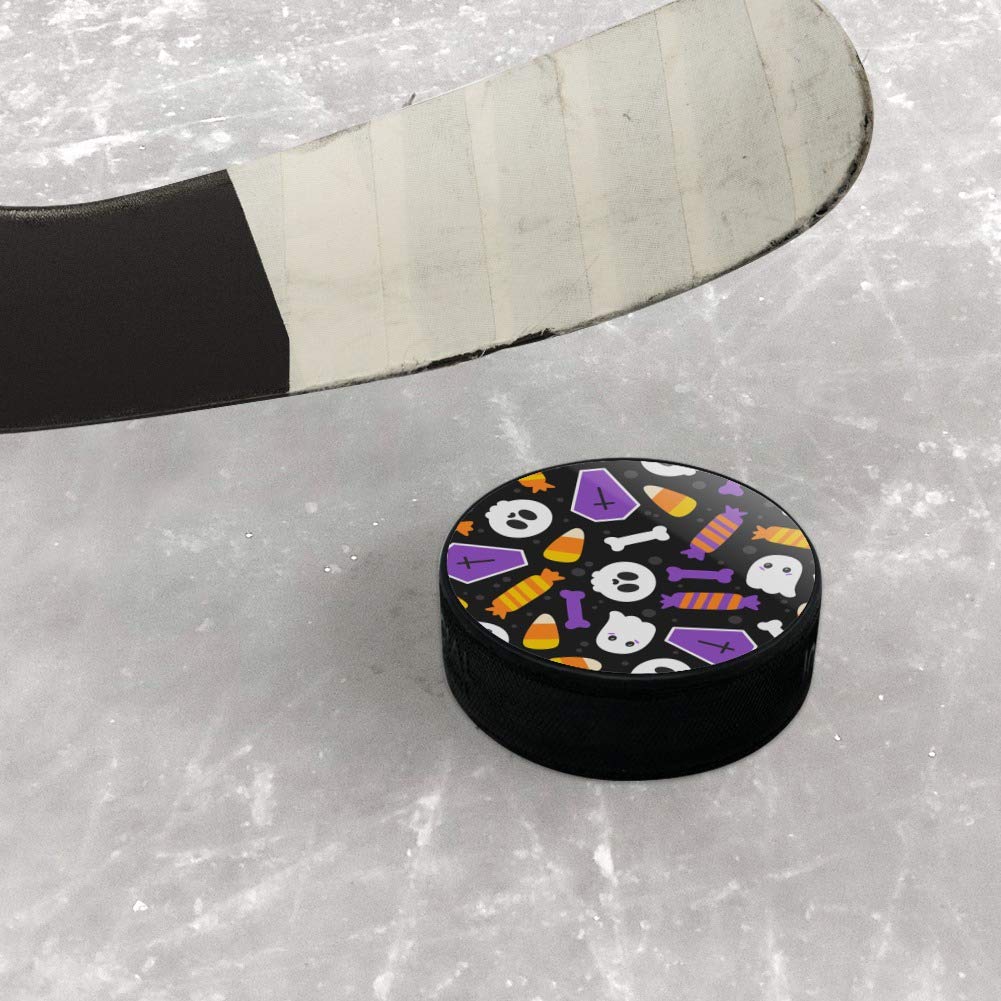 GRAPHICS & MORE Cute Halloween Candy Ghost Skull Pattern Ice Hockey Puck